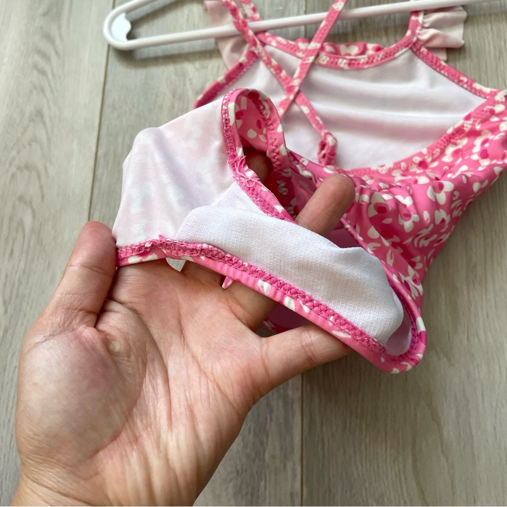 Zara Floral Swimsuit ruffle racerback one piece girls Pink (size 2-3 years) swim - Picture 5 of 5